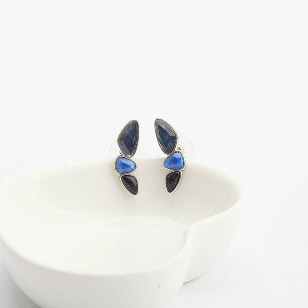 Kendra Scott White Gold Navy Blue Mixed Stone Stud Earrings